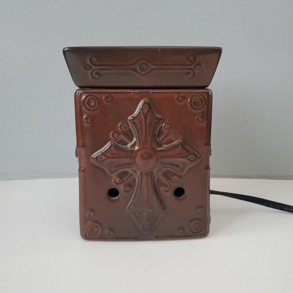 Scentsy Brown Hope Cross Celtic Full Size Electric Candle Wax Warmer Retired - Picture 7 of 11